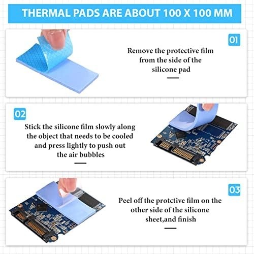 6 Pcs Thermal Pad 100 X 100 Mm, 0.5 Mm, 1 Mm, 1.5 Mm, 2 Mm, 2.5 Mm, 3 Mm Heat Re