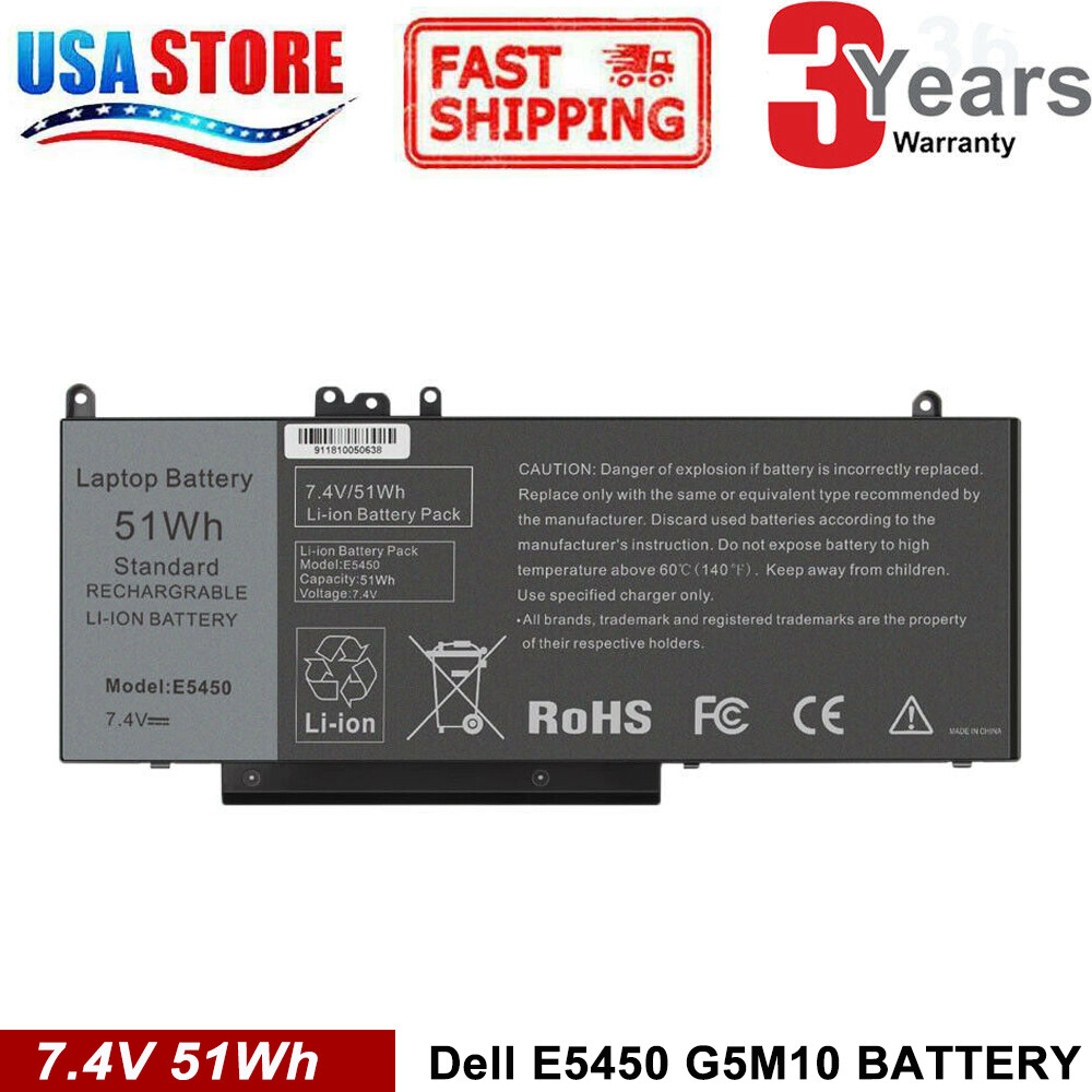 Battery for Dell Latitude E5450 E5550 Notebook 15.6″ WYJC2 8V5GX G5M10 7.4V 51Wh
