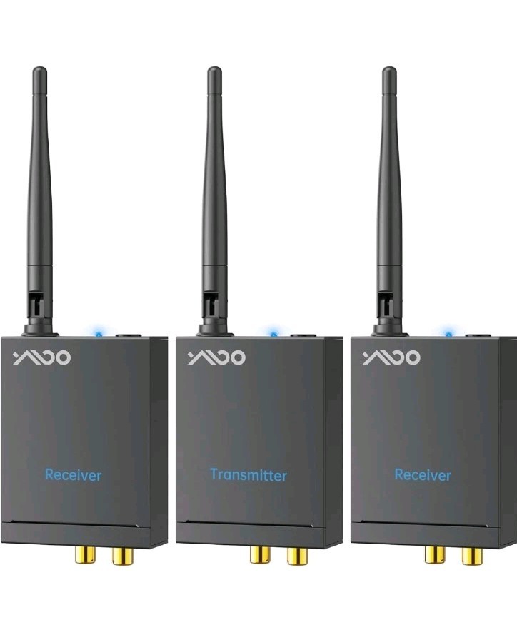 2.4GHz Wireless TV Speaker Audio 1 Tx Transmitter 2 Rx Receivers RT5066 RCA 3.5