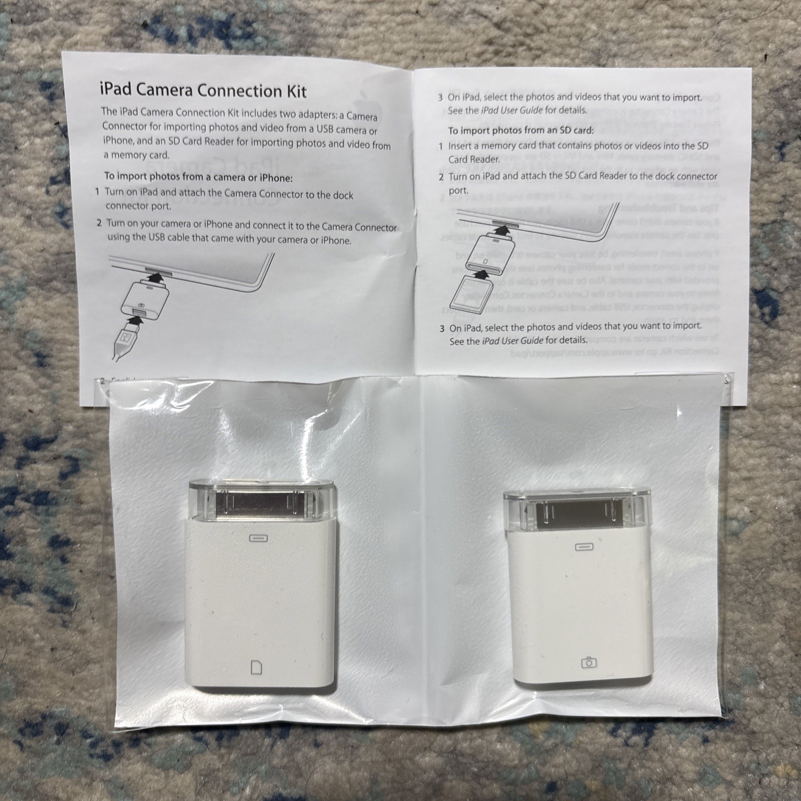 Apple iPad Camera Connection Kit 30 Pin Model MC531ZM/A OEM Open Box