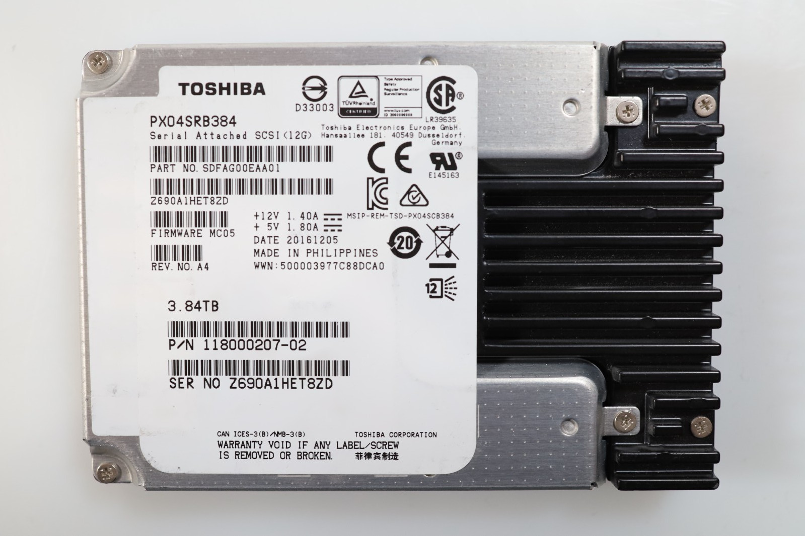 Toshiba PX04SRB 384TB 25 SAS 12Gbs Solid State Drive SDFAG00EAA01 G2U