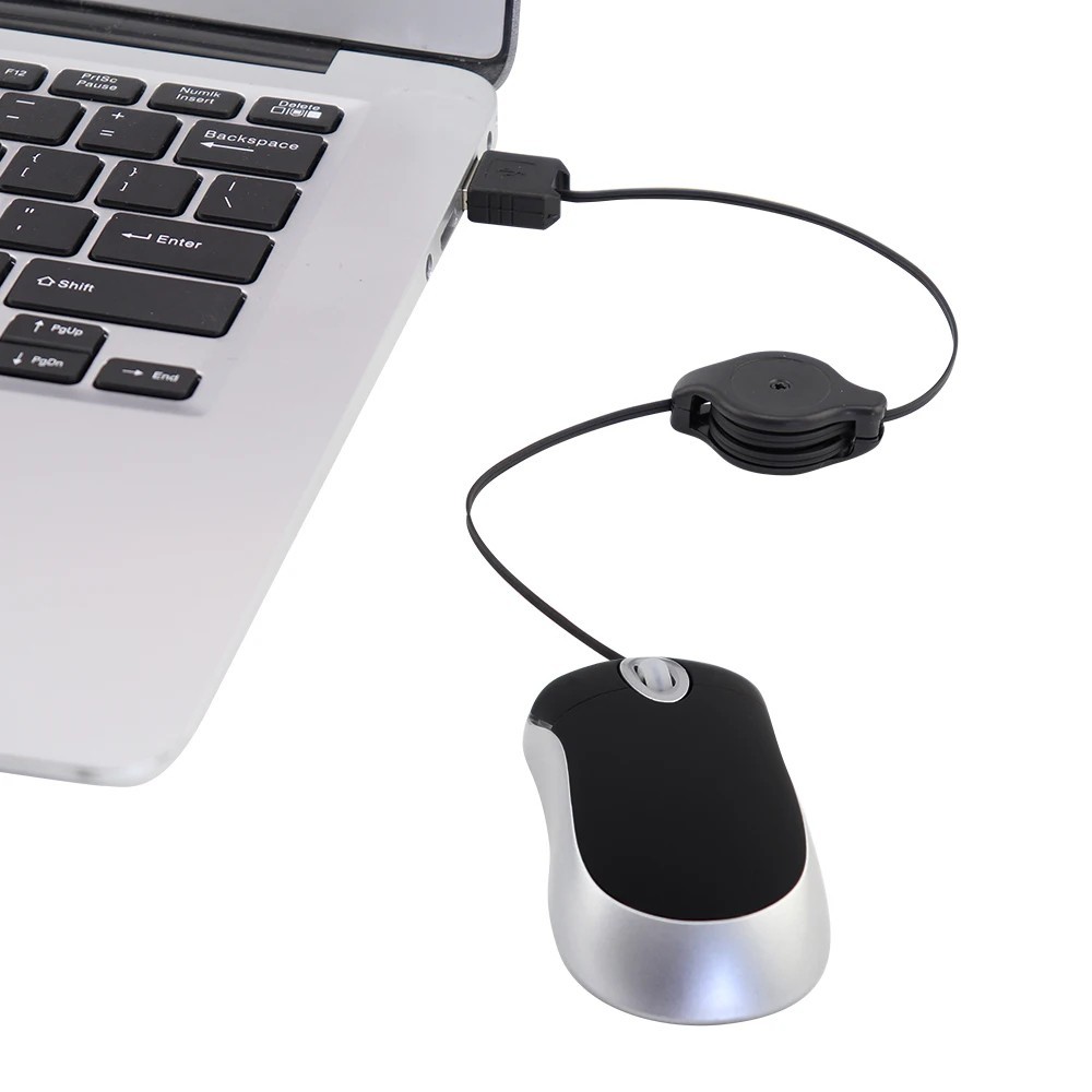 Optical Mini Retractable USB Wired Mouse Portable Ergonomics Mice for PC Laptop