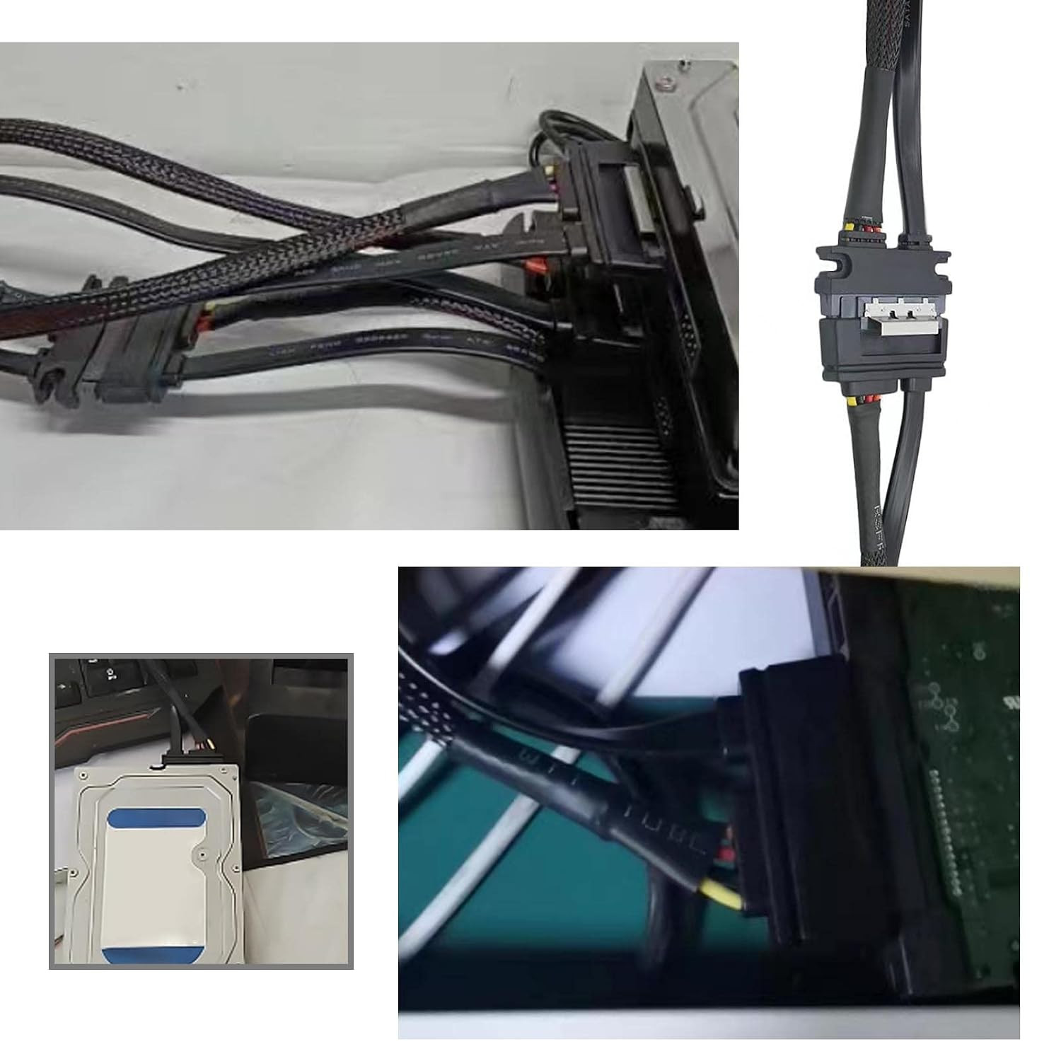 Ecsing 22 Pin SATA Power Extension Cable 7+15 Male to Female Data Cable with Loc