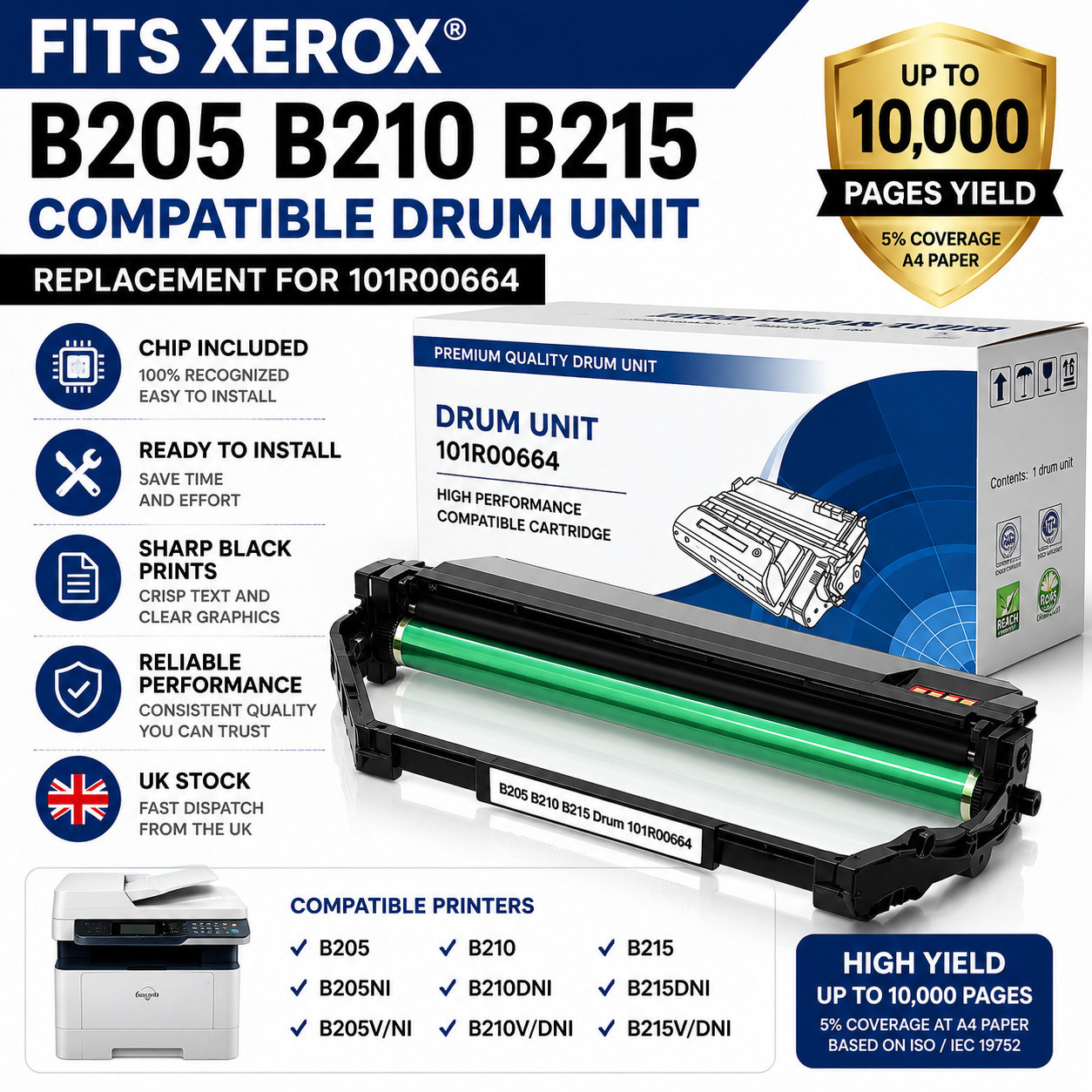 Compatible B210 B205 B215 Drum Cartridge for Xerox B205 B210 B215 B210DNI B205D