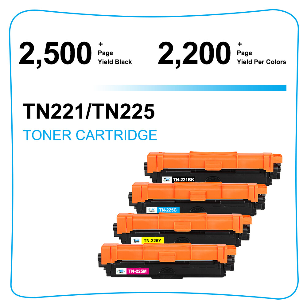 4 Pack TN221 TN225 Toner For Brother TN221BK HL-3170CDW MFC-9130CW MFC-9340CDW