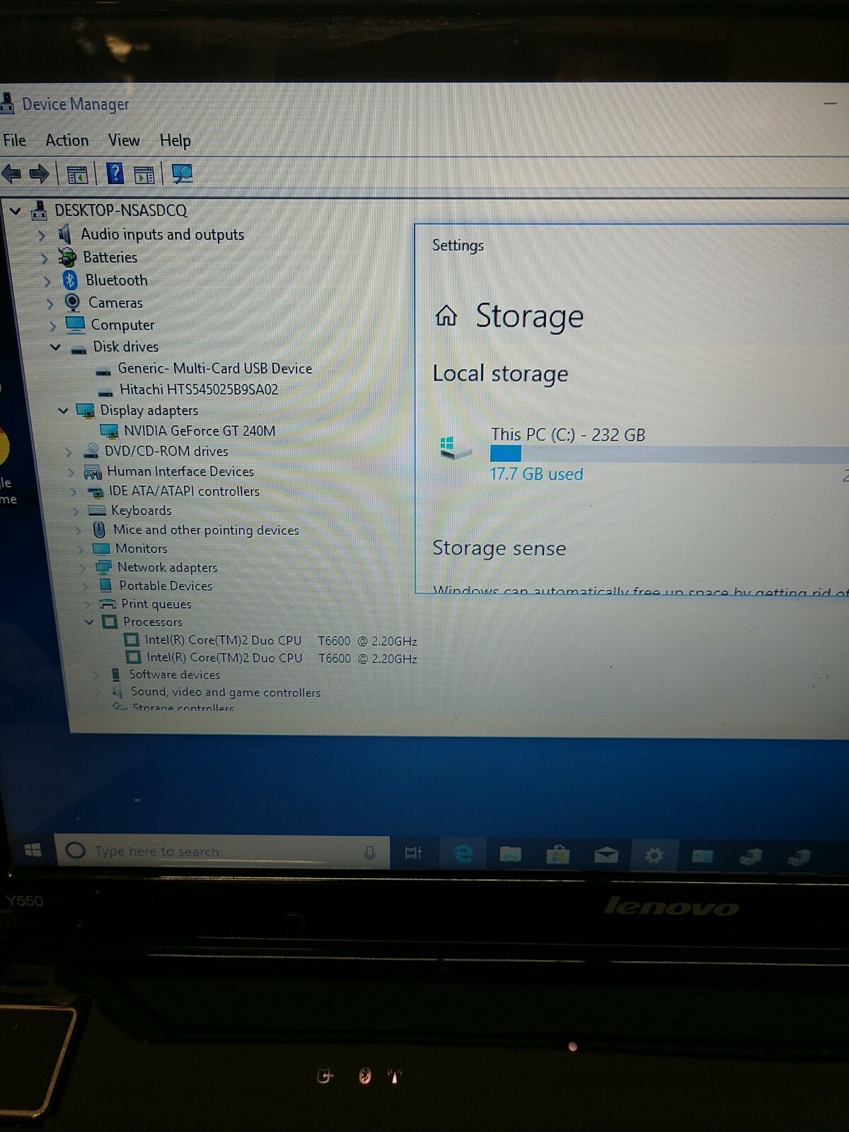 Lenovo Y550 Laptop Intel Core 2Duo T6600 2.20GHz 4GB RAM 250GB HDD BT DVD Win10