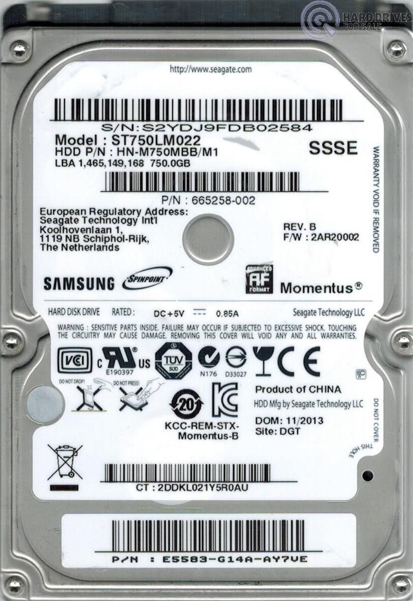 Samsung Momentus 750GB 2.5 Internal Hard Drive HDD 8MB ST750LM022 HN-M750MBB