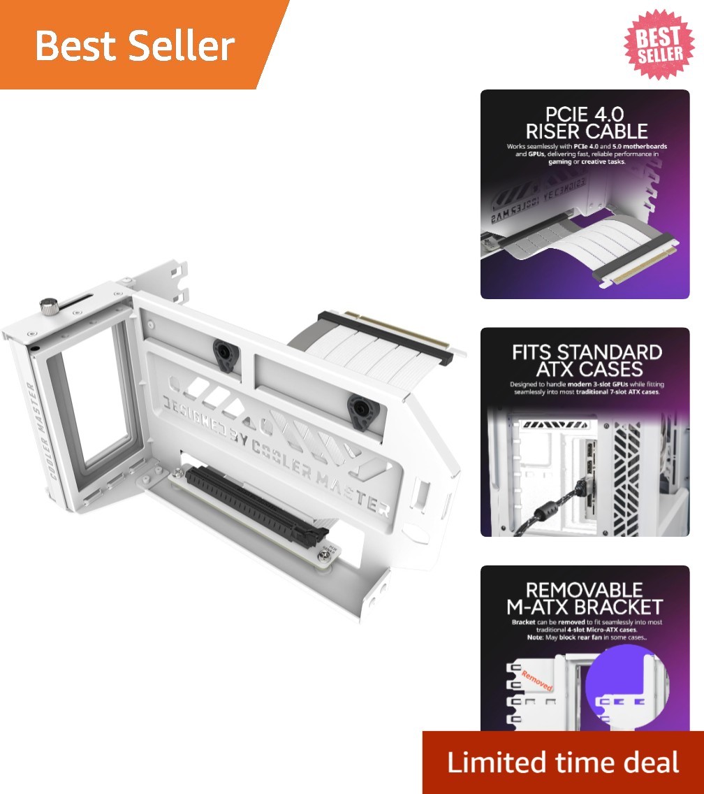 Sleek White Vertical GPU Card Holder V3 – Perfect for ATX & Micro ATX Cases