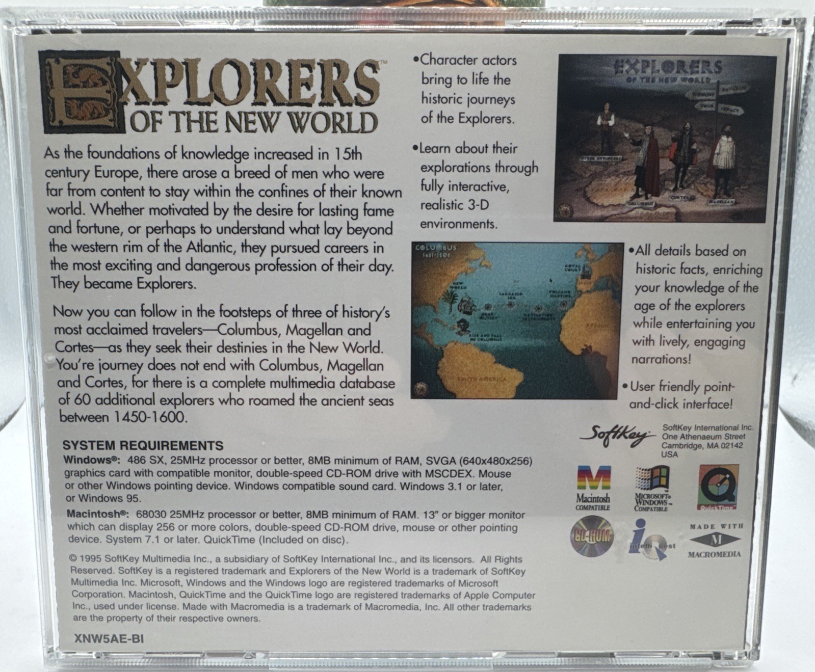 Explorers of the New World SoftKey 2001 PC CD-ROM Vintage Educational History