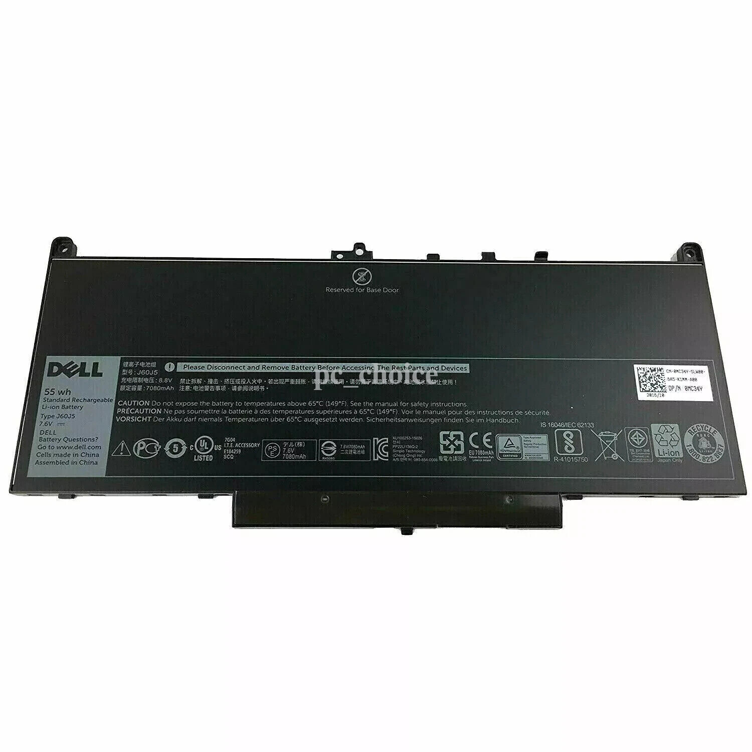 Genuine 55Wh J60J5 Battery for Dell Latitude 12 E7270 14 E7470 MC34Y 1W2Y2 242WD