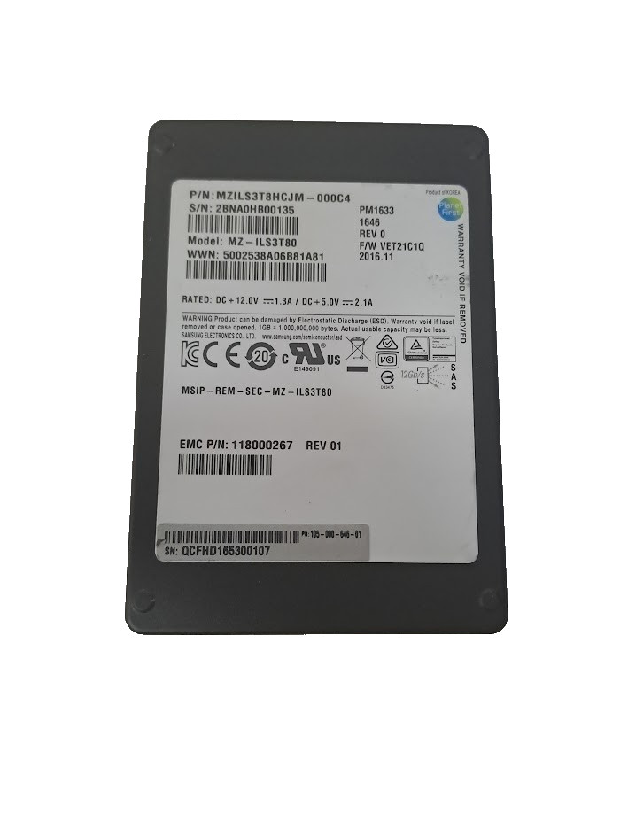 SAMSUNG MZ-ILS3T80 SSD 3.84TB SAS 12Gb/s 2.5″ PM1633