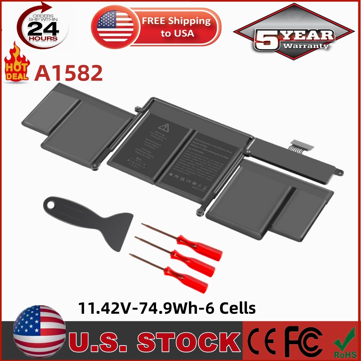 NEW A1582 Battery for Early 2015 Apple MacBook Pro 13 Retina A1502 A1582 Battery