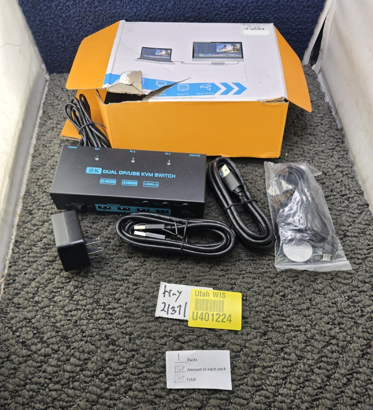 KCEVE 8K Dual DP/USB KVM Switch, Black 8K 30Hz, 4K 144Hz, USB 3.0