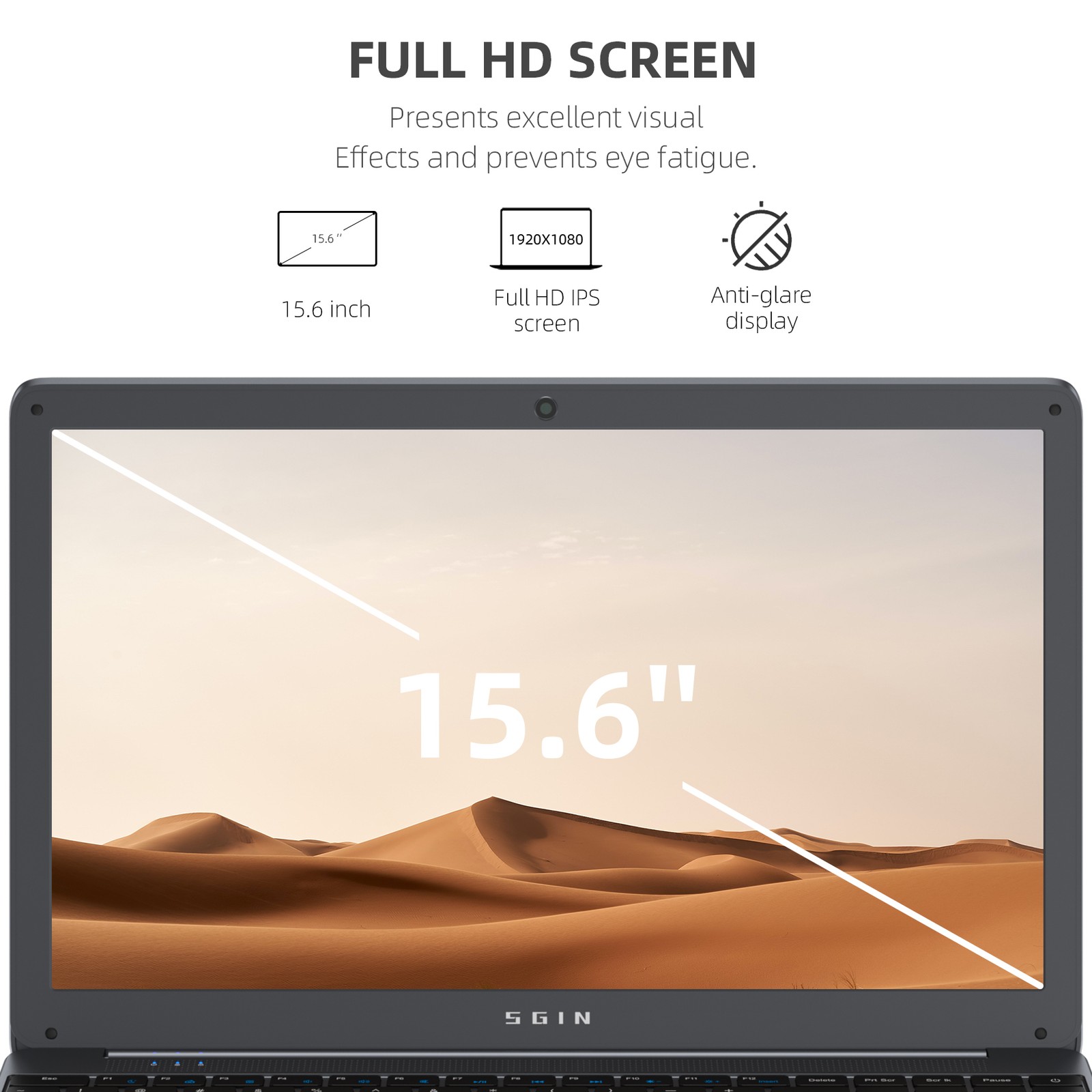 SGIN 15.6 inch Laptop 8GB 12GB RAM+256GB 512GB SSD Intel Celeron WIFI Windows 11
