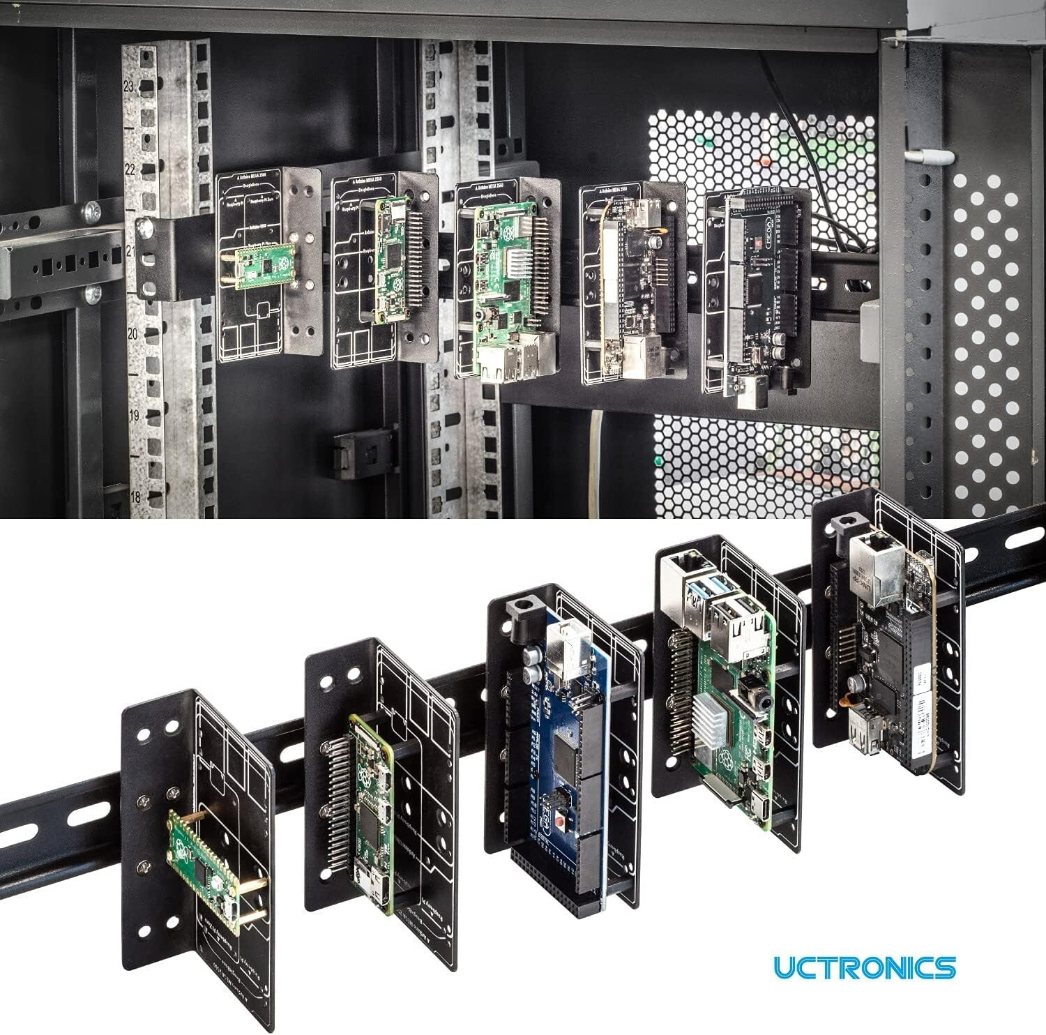 for Raspberry Pi DIN Rail Mount, Compatible with Arduino, RPi 5/4B/3B+/3B/2B/…