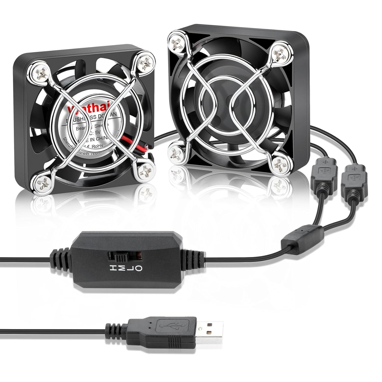 2-Pack Mini USB Fans 40x10mm with Speed Control – 5V Cooling for Computer