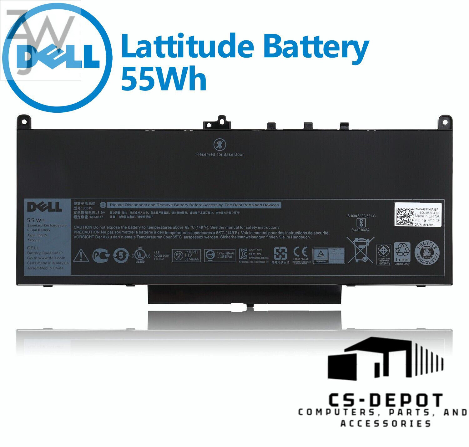 55Wh Laptop Battery For Dell Latitude E7270 E7470 Series 7CJRC MC34Y 7.6V J60J5