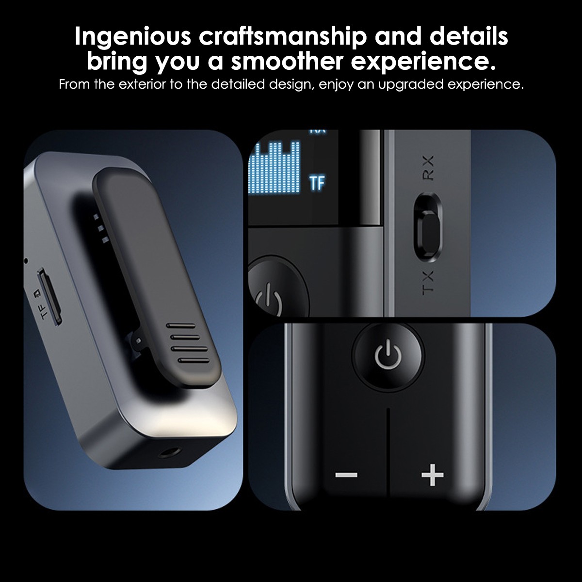 Wireless Audio Transmitter Receiver Car Home Lapel Clip Bluetooth 5.4 Adapter