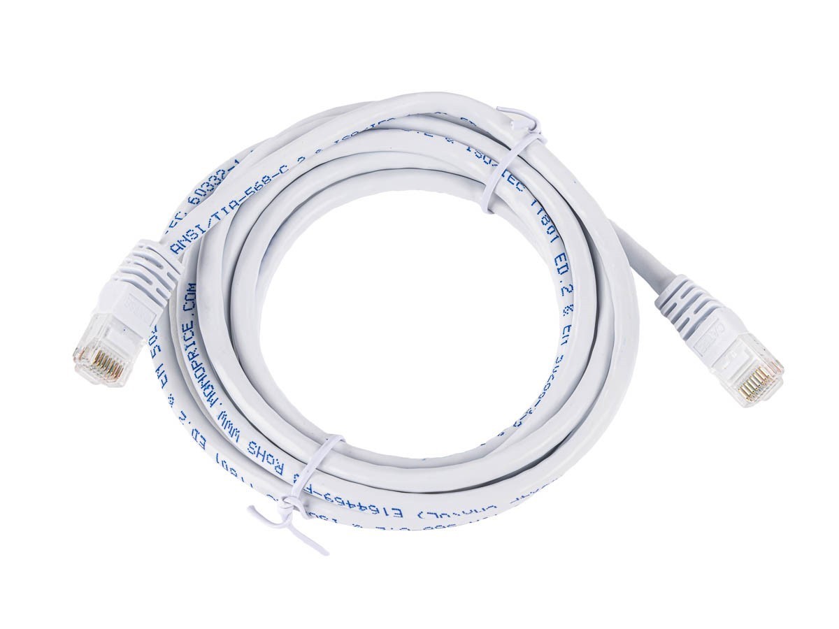 Cat5e Ethernet Patch Cable RJ45 Stranded 350Mhz UTP Copper Wire 24AWG 7ft White