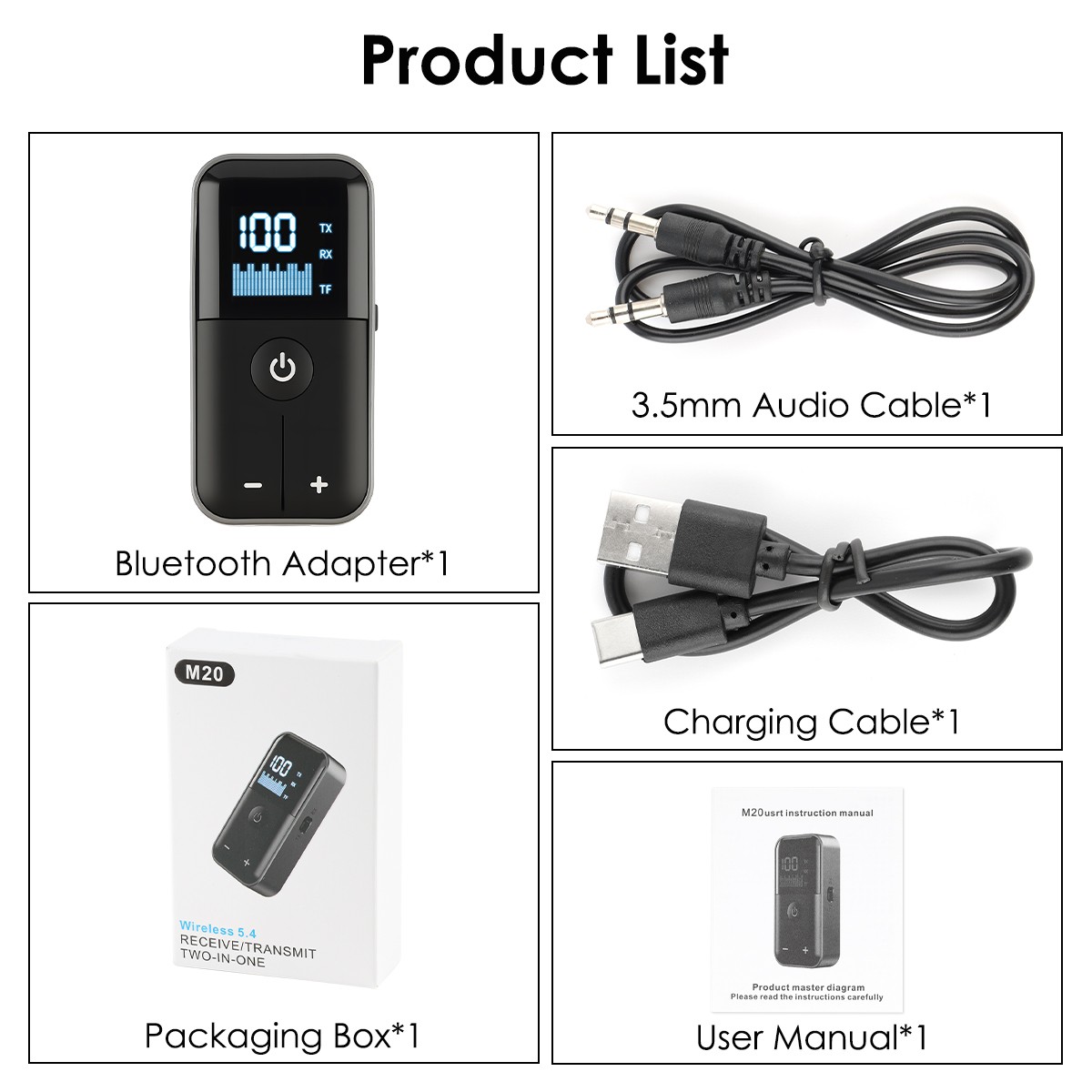 Wireless Audio Transmitter Receiver Car Home Lapel Clip Bluetooth 5.4 Adapter