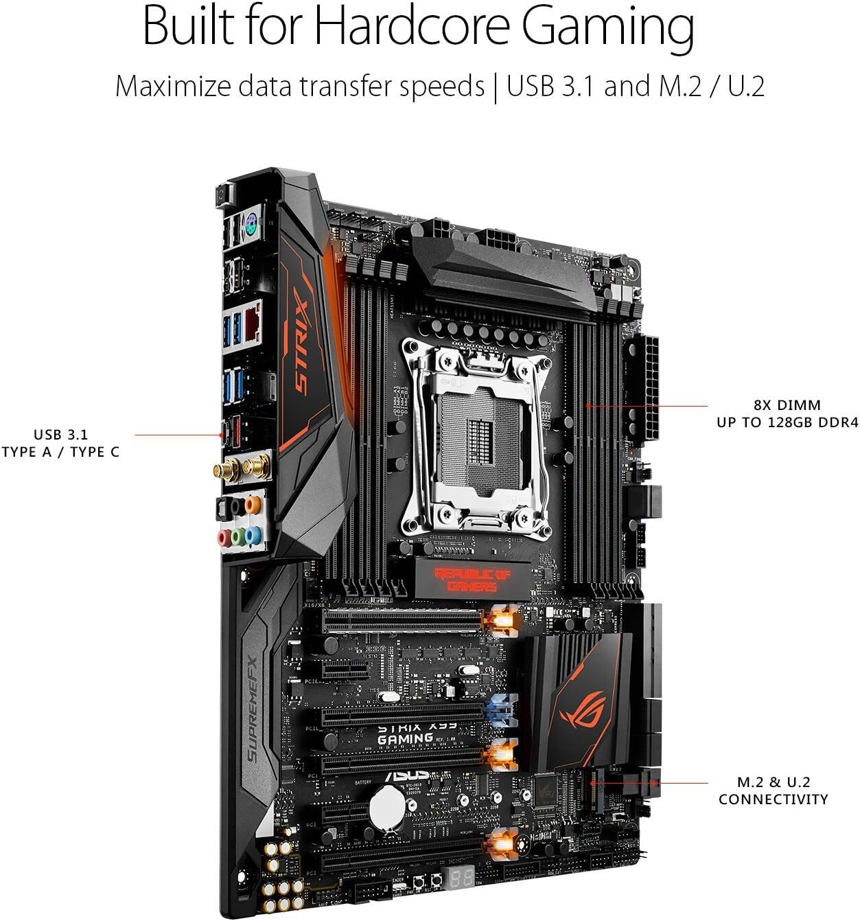ASUS ROG STRIX X99 GAMING Motherboard LGA 2011-3 DDR4 SATA III On-Board Audio