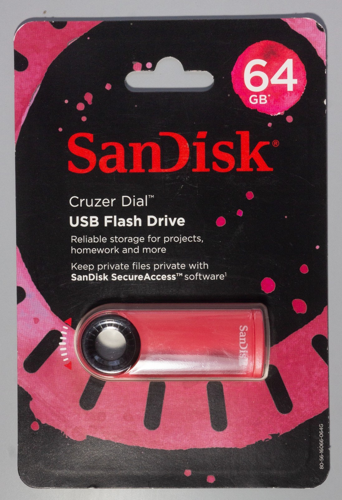 NEW SanDisk “Cruzer Dial “USB Flash Drive 64 GB RED – NEW & SEALED