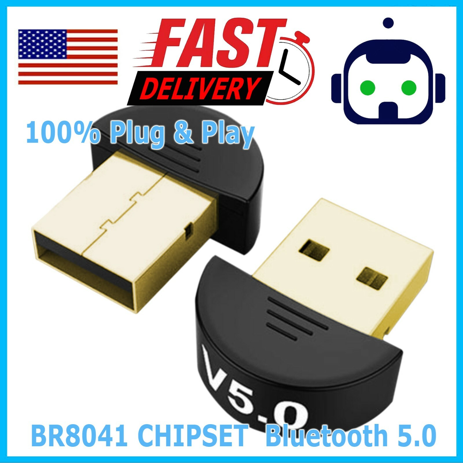 USB Bluetooth 5.0 Wireless Audio Music Stereo Adapter Dongle receiver For TV PC