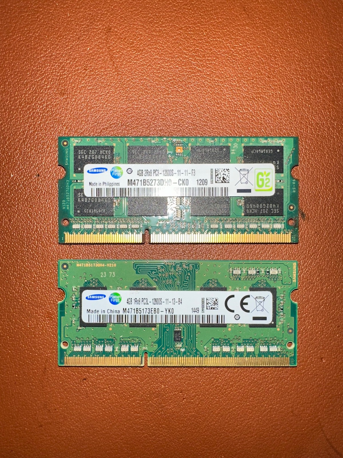 8GB TOTAL – 1 Samsung Laptop Memory 4GB 1Rx8 PC3L-12800S, 1 4Gb 2Rx8 PC3-12800S