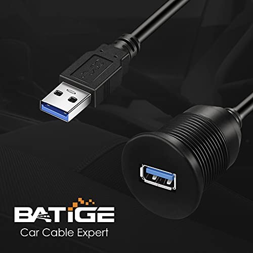 Single Port USB 3.0 Male to Female AUX Car Mount Flush Cable Waterproof 1ft 1