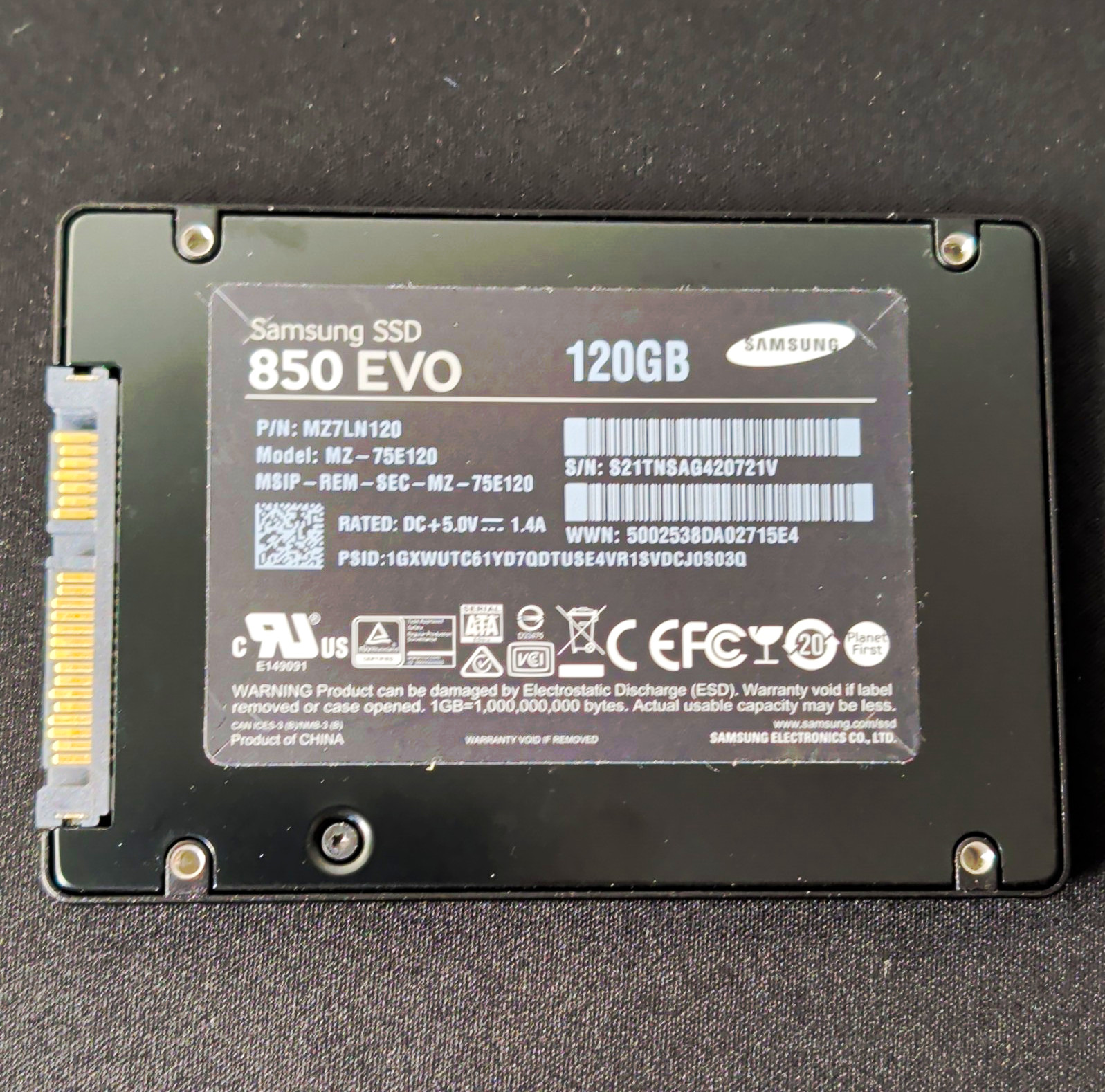 Samsung 850 EVO 120GB 2.5″ SATA III Internal SSD Solid State Drive MZ-75E120