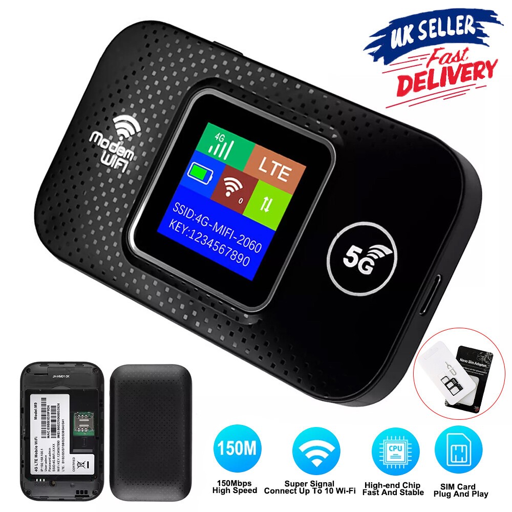 Unlocked 5G LTE Portable WiFi Router – Wireless Hotspot LCD Mobile Broadband