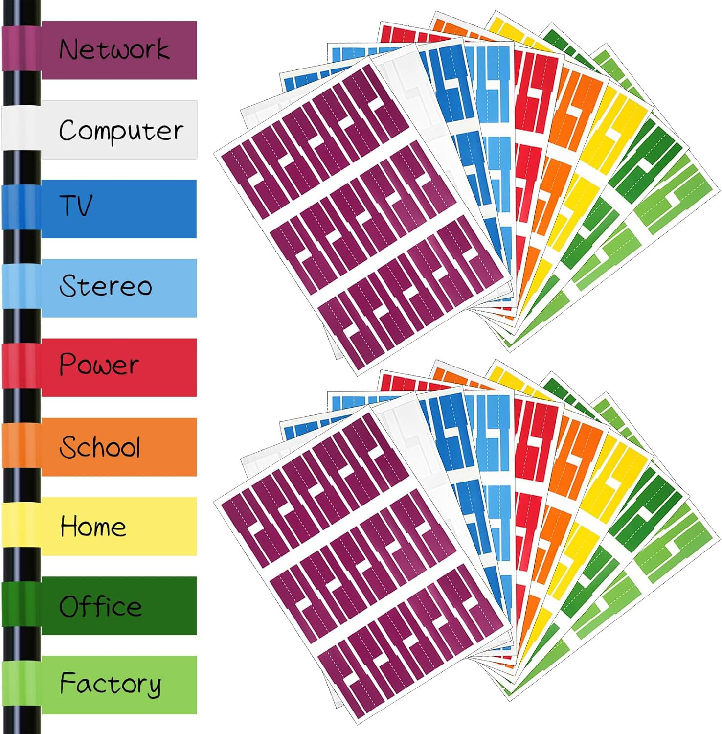 540 pcs Cable Labels, 9 Colors Cord Label, Waterproof Cables Tags, Self Adhes…