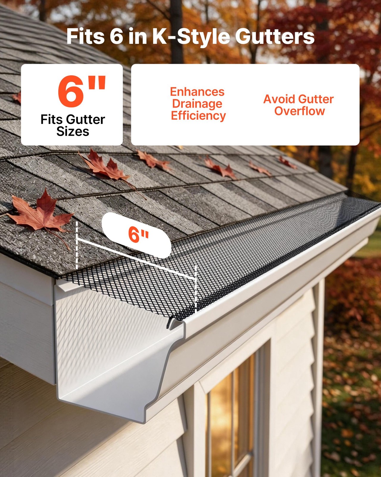Gutter Guard, 6 in Powder-Coated Steel Gutter Screen, Heavy-Duty 75 ft Length, 0