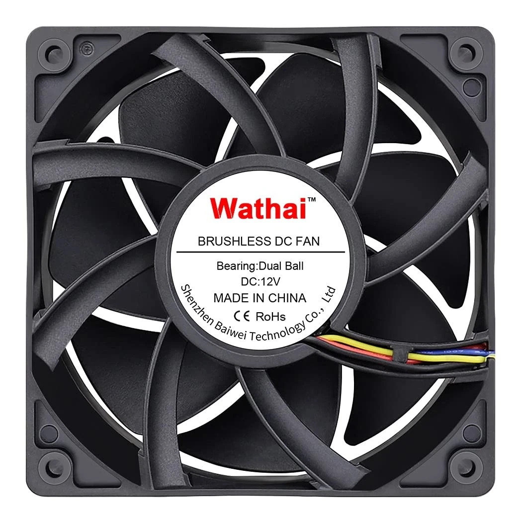 4x Wathai 12038 120x120x38mm Brushless 12v 4pin 5300rpm High Airflow Chassis Fan
