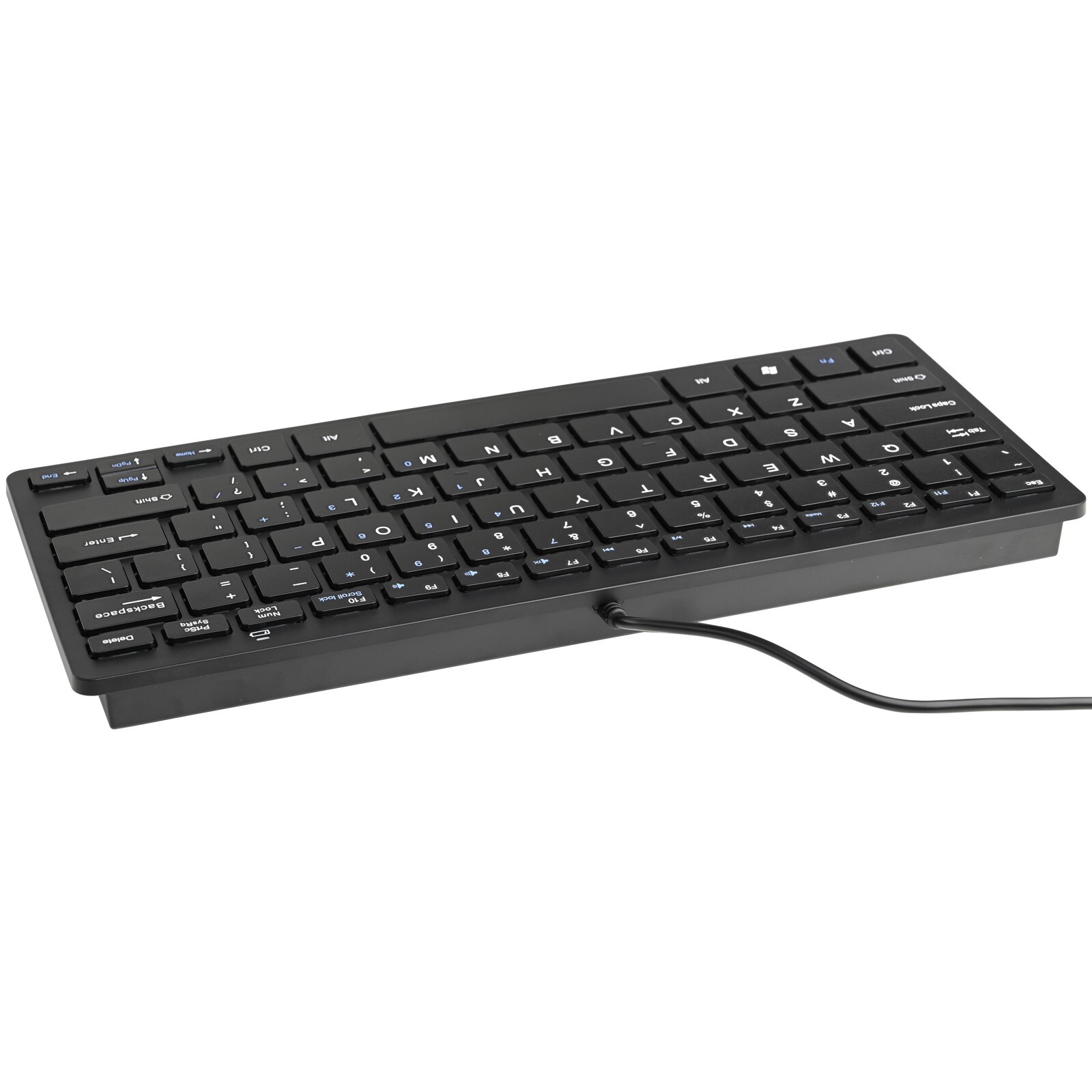 Ultra Thin Mini USB Wired Compact Keyboard for PC Mac Laptop 78 Key Silver Black