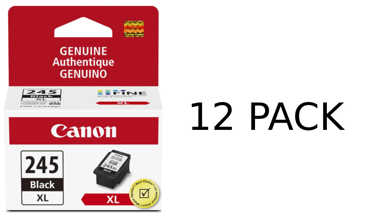 Canon PG-245XL Black Ink Cartridge Single or Bulk Lot – 1, 2, 6, or 12 Pack