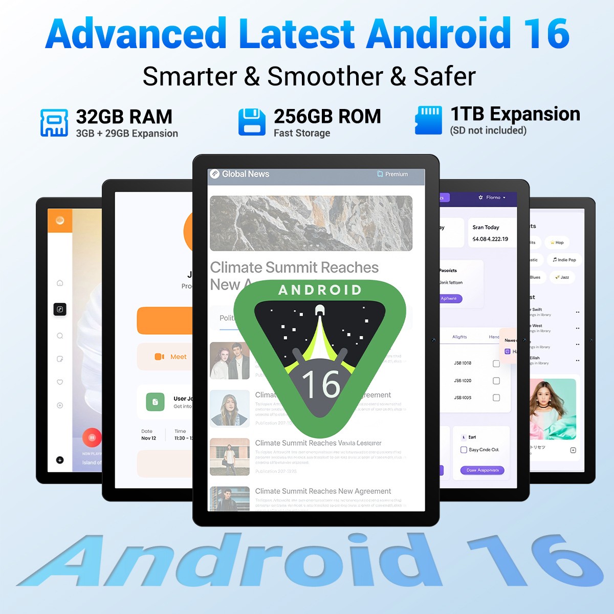 AEEZO 11 inch WIFI Tablet Android 16 IPS Full HD 30GB/32GB + 128GB/256GB LED