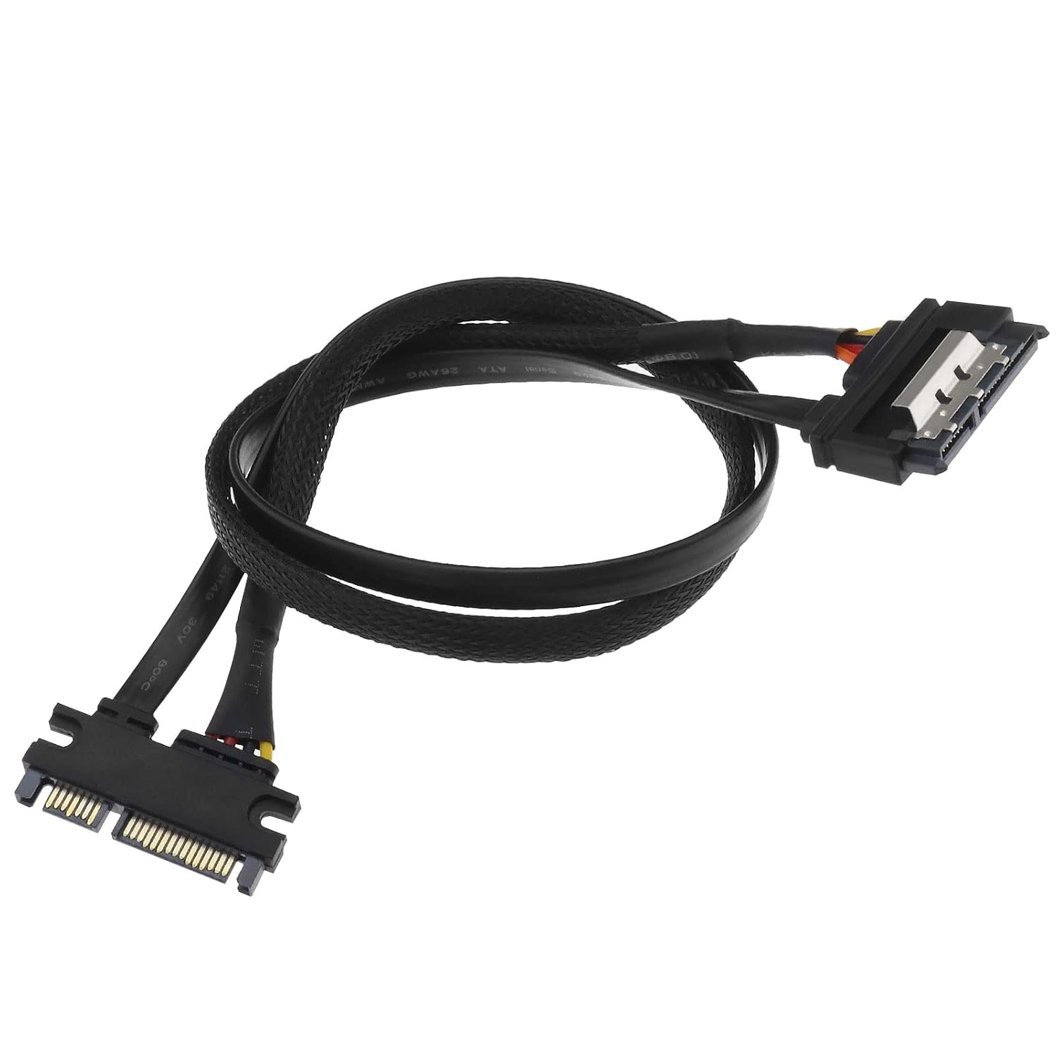 Ecsing 22 Pin SATA Power Extension Cable 7+15 Male to Female Data Cable with Loc