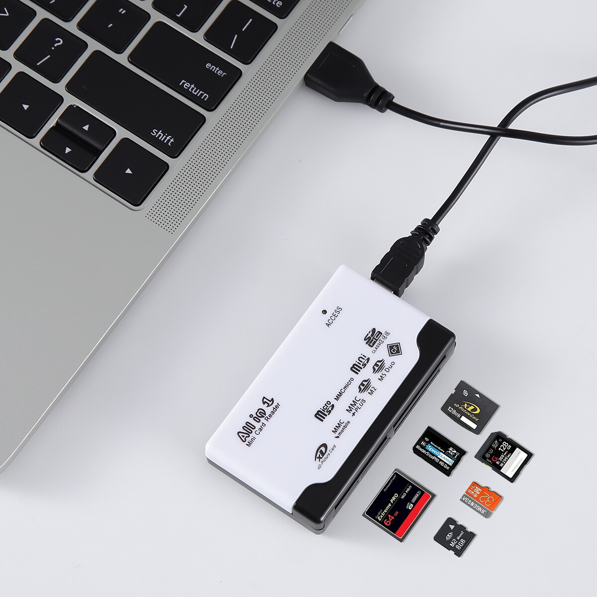 6IN1 Card Reader USB 2.0 Micro SD TF CF M2 MS XD Adapter for Laptop PC Computer