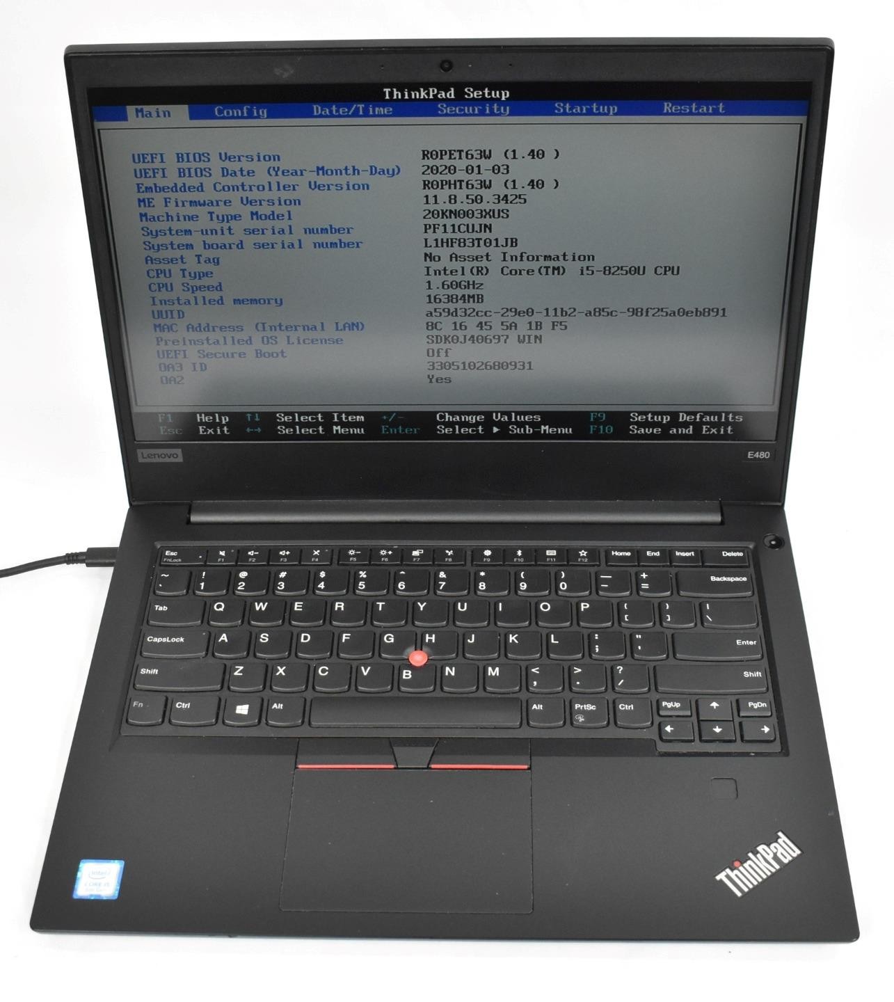 Lenovo Thinkpad E480 Laptop i5-8250U 1.6GHz 16GB 256GB SSD 14″ No OS