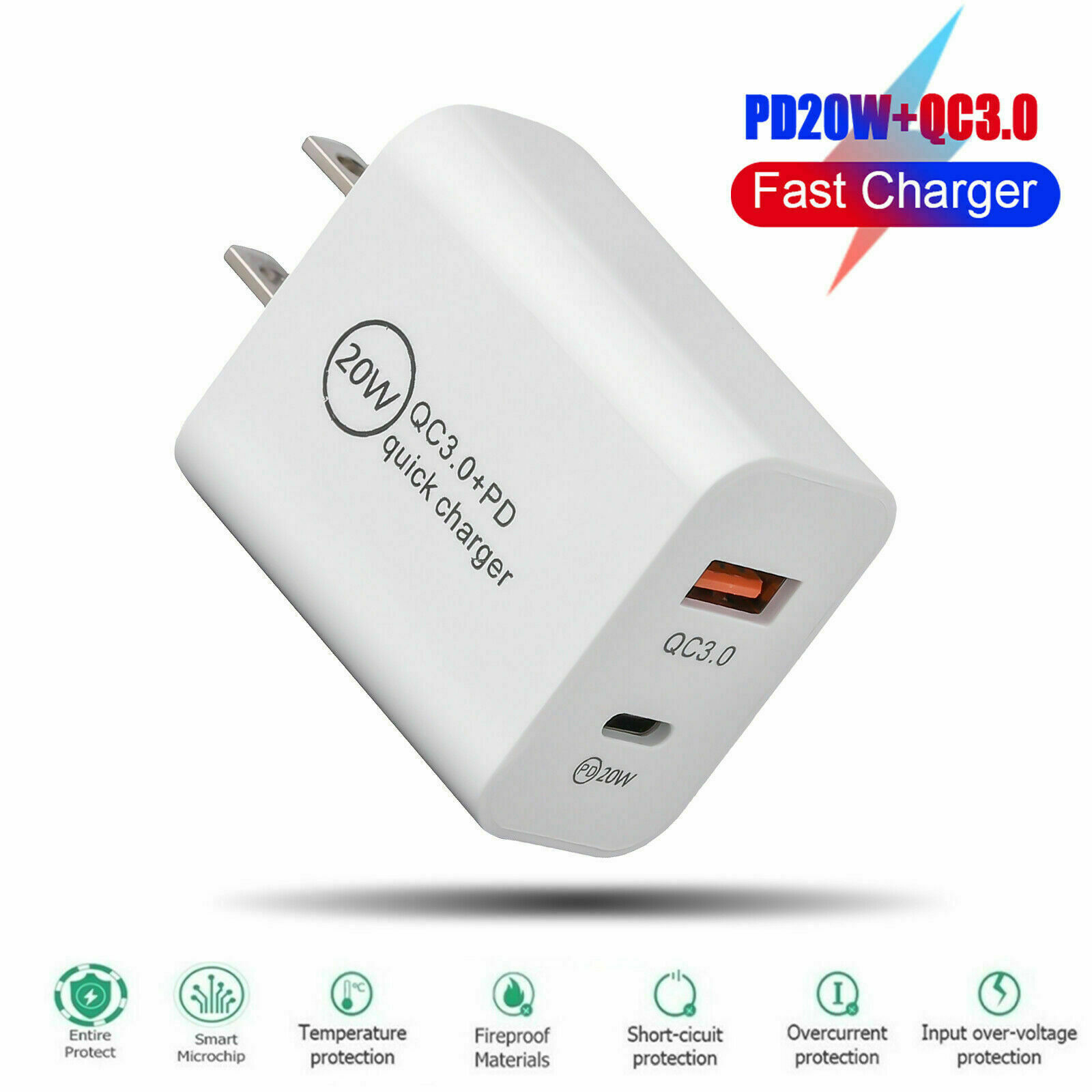PD 20W USB-C Dual Port Adapter Wall Charger For iPhone 12 13 14 Pro SAMSUNG LOT