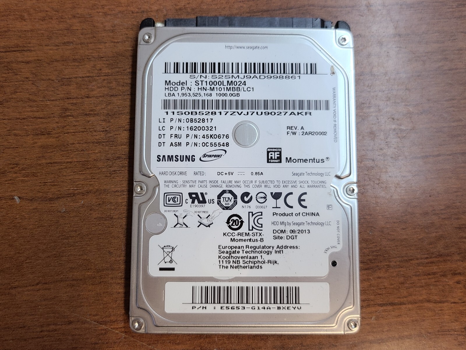 ORIGINAL!! SEAGATE ST1000LM024 1TB 5400RPM HDD HARD DRIVE HN-M101MBB/LC1 0B52817