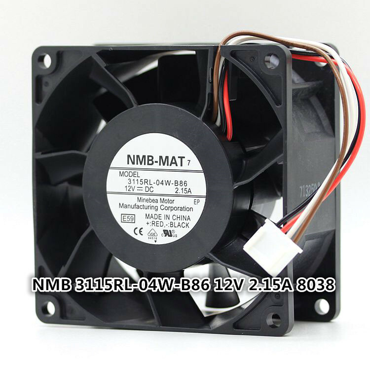 NMB 3115RL-04W-B86 12V 2.15A 8038 8cm 4-pin double ball server inverter fan