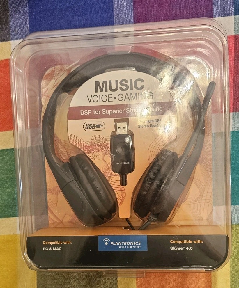 Plantronics Audio 655 USB Stereo Headset DSP Black Headband Clear HD Sound New