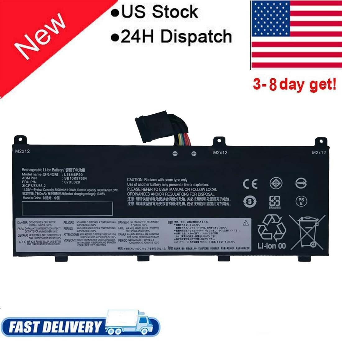 New 11.25V 90Wh 5B10W13902 L18M6P90 Battery for Lenovo ThinkPad P53 20QN 20QQ
