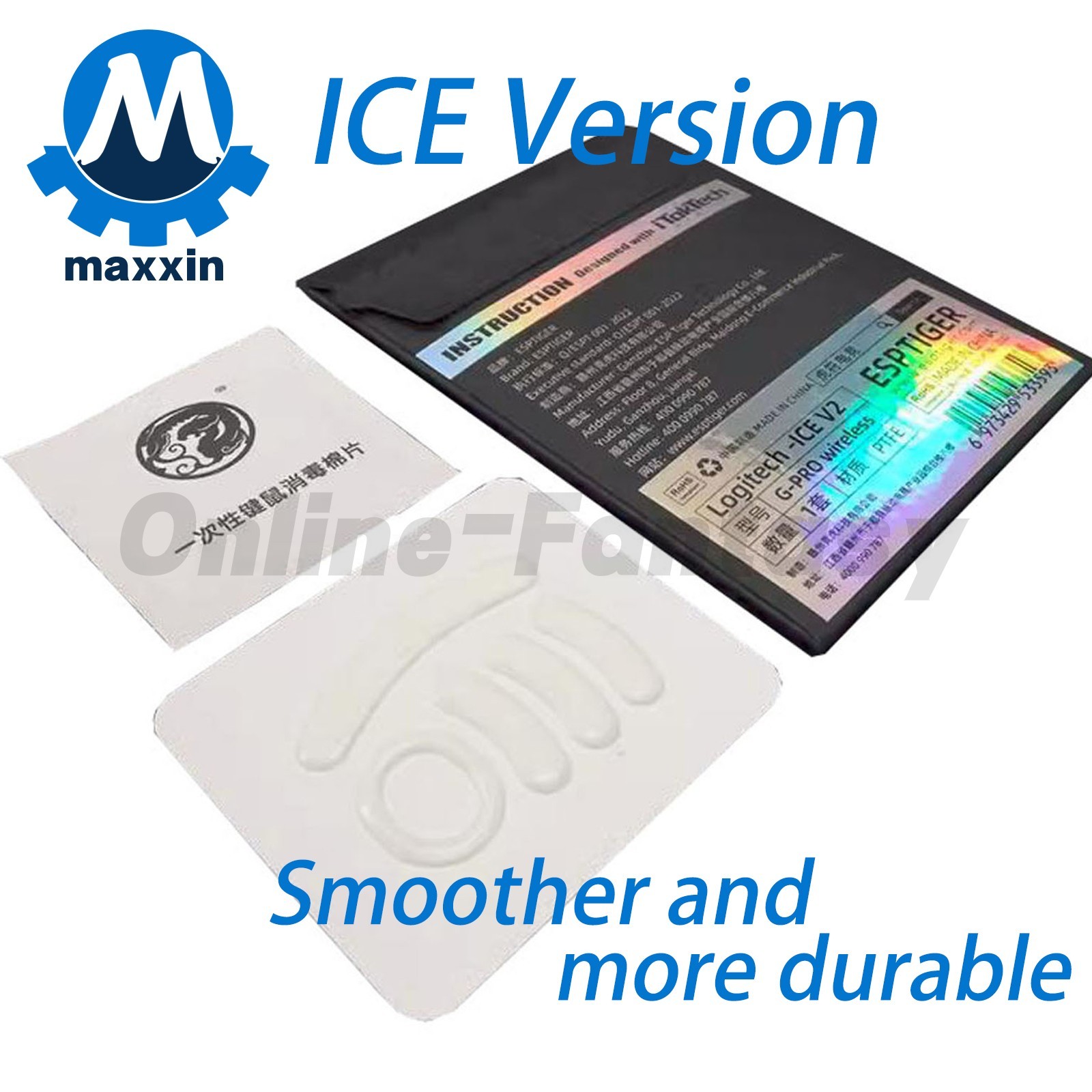 PTFE Mouse Feet Skates for Logitech G PRO Wireless GPW Mouse ICE Version