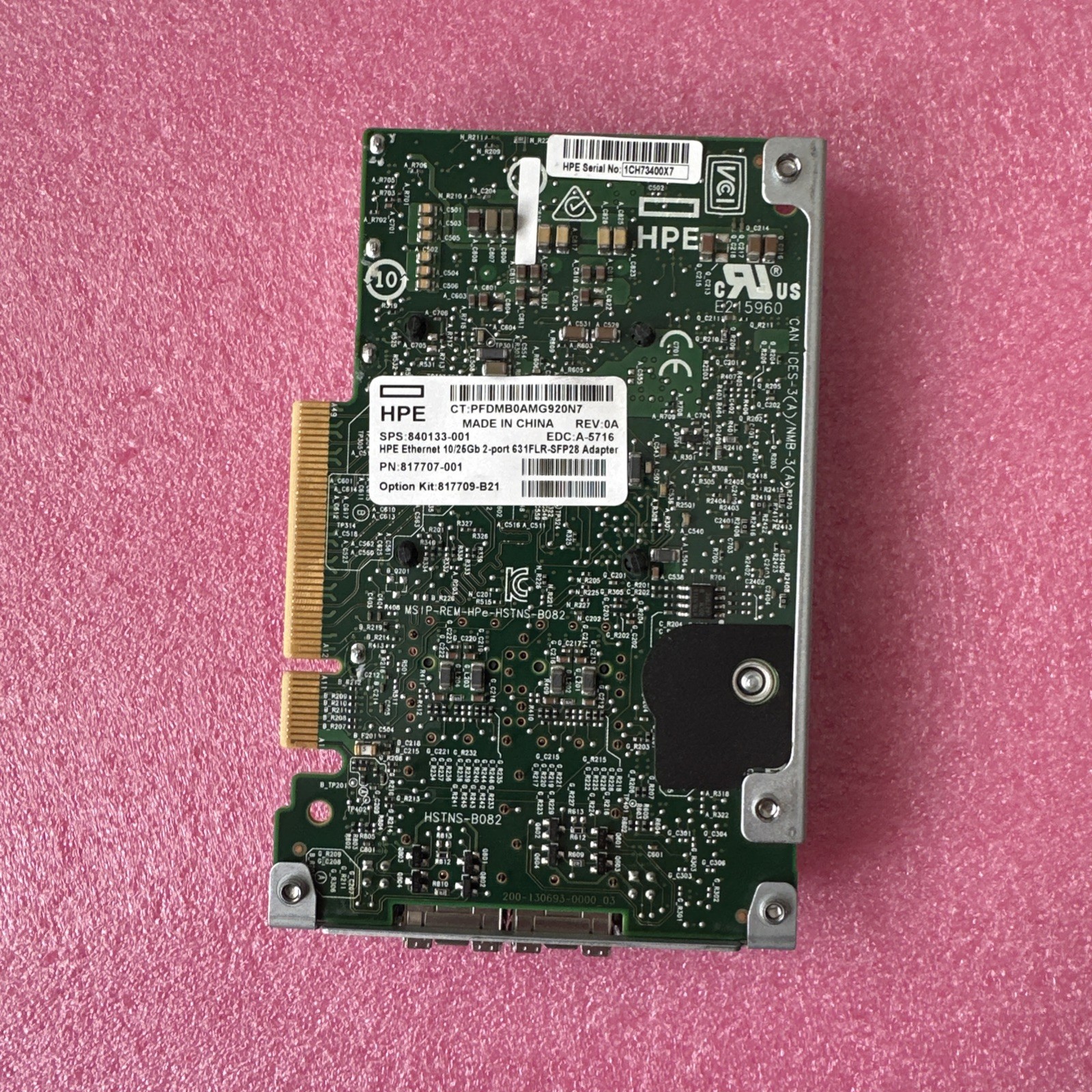 HPE Ethernet 10/25Gb 2Port 631FLR-SFP28 Adapter 817707-001 840133-001 817709-B21