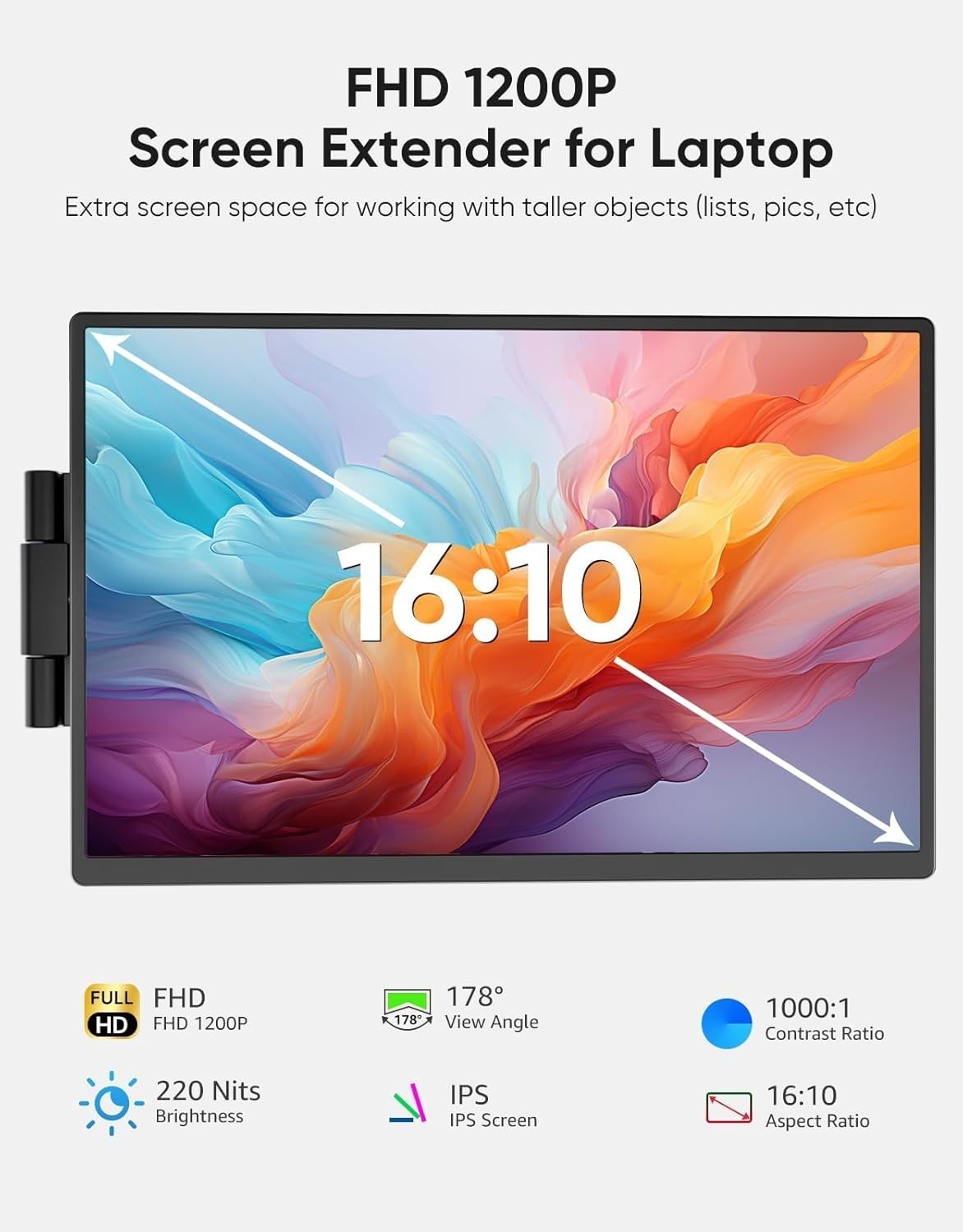 Used 14.1” Laptop Screen Extender Portable Monitor FHD 1200P IPS for 14″-17″ US