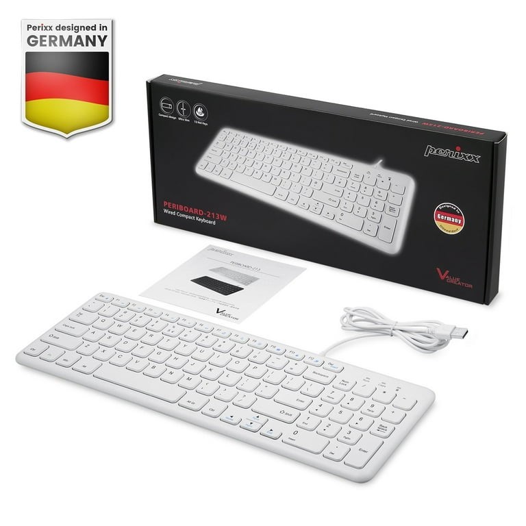 PERIBOARD-213W Wired Quiet USB Scissor Keyboard – 14.45×4.76×0.70 Inches – Co…