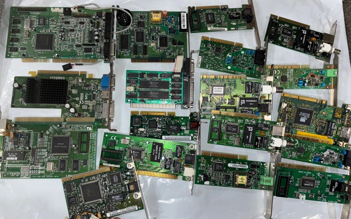 3lbs Lot of Various Computer Networking Cards For Scrap Gold Recovery Parts Vntg